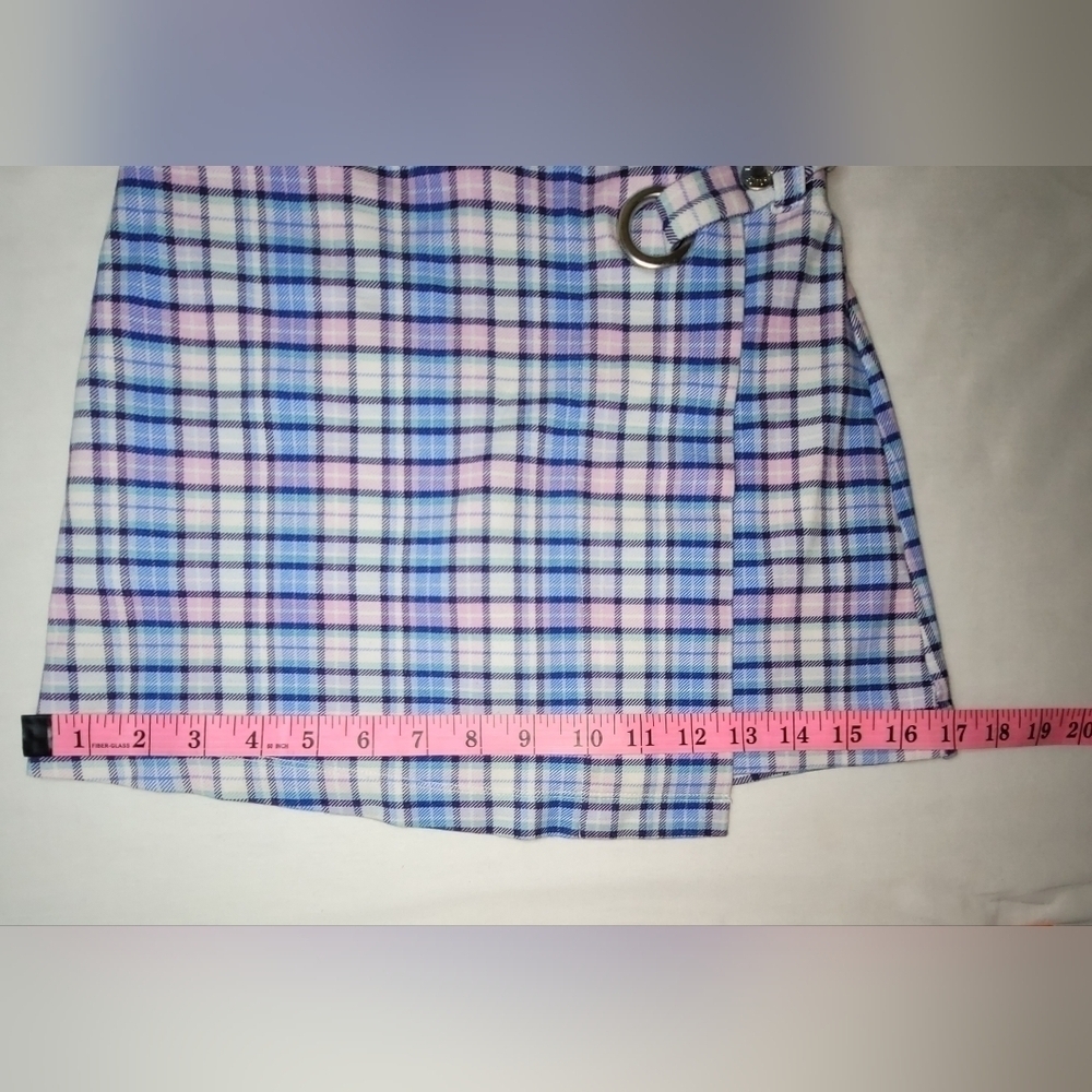 COPY - Justice Blue & Pink Plaid Pull On Mock Wrap Skort Girls Size 10 - Picture 12 of 13